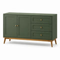 Aparador verde de MDF y madera maciza con 2 puertas y 3 cajones