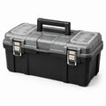 Caja de Herramientas de Plástico Negro/Gris con Compartimentos