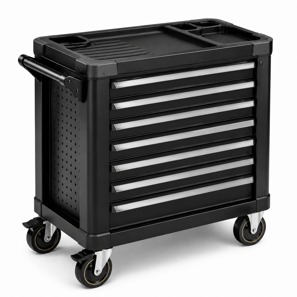 Carro de herramientas de metal con ruedas giratorias negro 84x46x93 cm