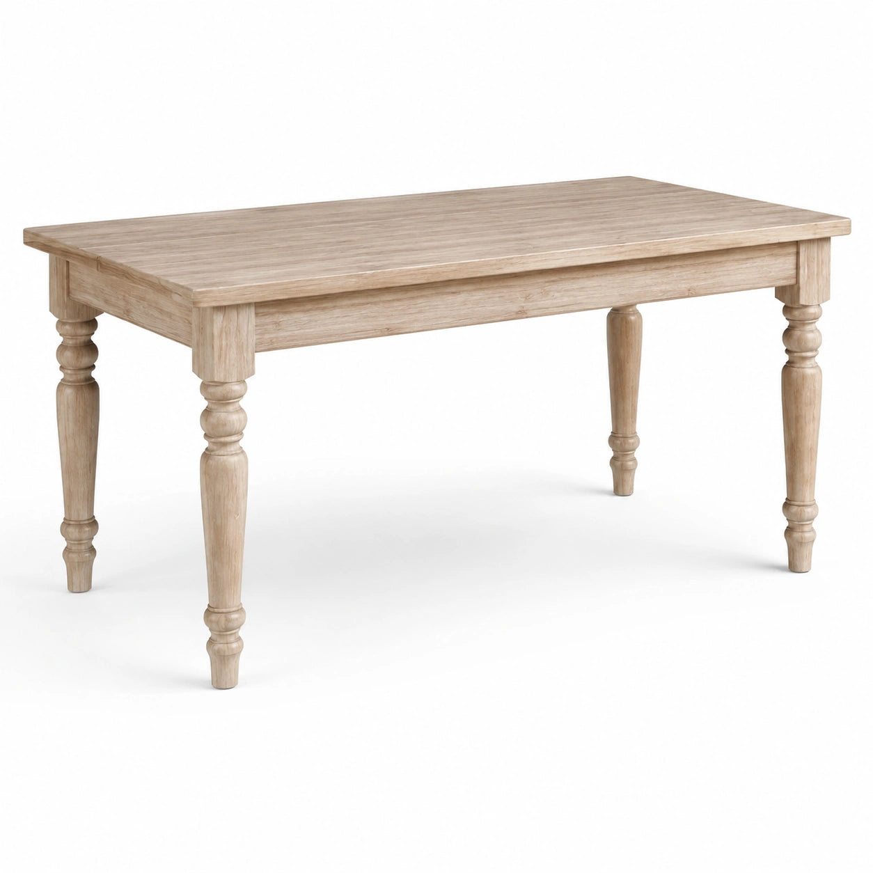Mesa de comedor rectangular de madera de acacia con patas torneadas