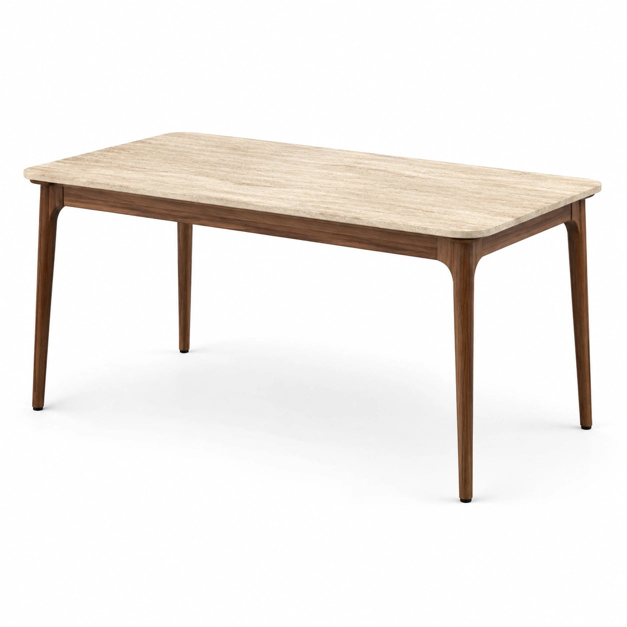 Mesa de comedor de madera maciza y mármol travertino 150x80x75 cm